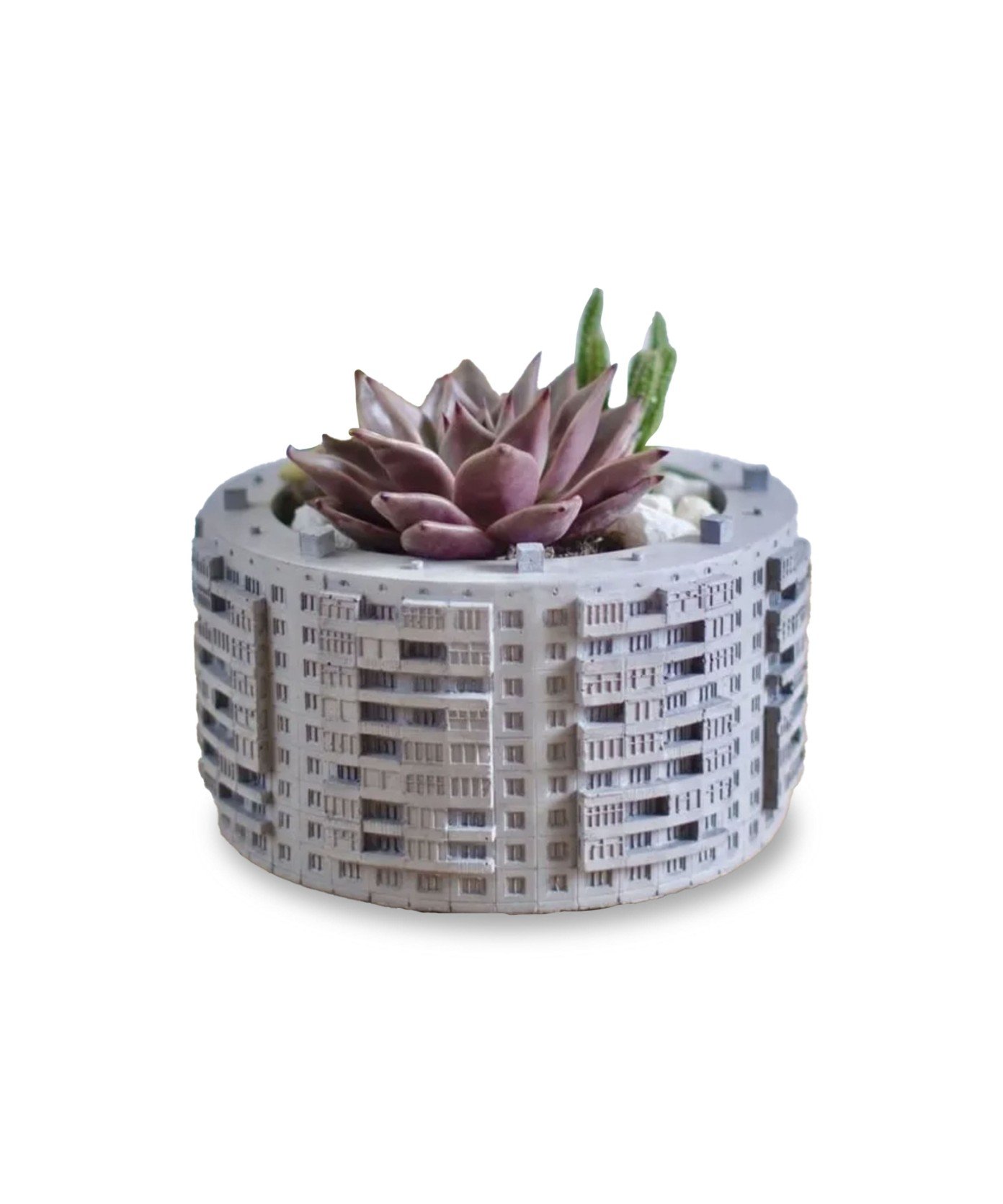 Кашпо Дом-кольцо серое